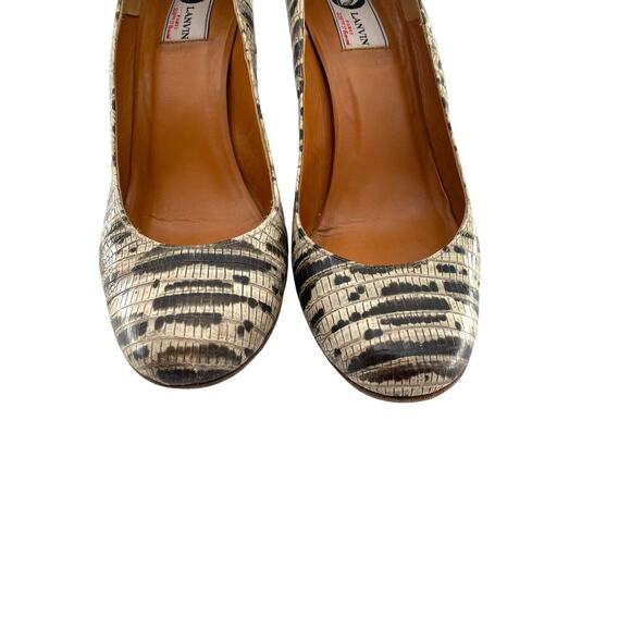 LANVIN Women's Shoes Snake Print Leather Ballerina Espadrille Wedge Heels EU 39 - Picture 5 of 16